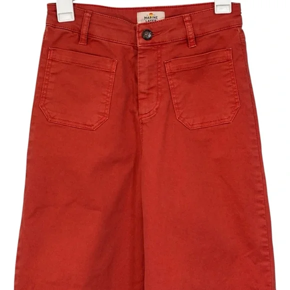 Marine Layer Wide Leg Bridget Crop Orange Denim Pants Size 4 NWOT Womens - Picture 2 of 11